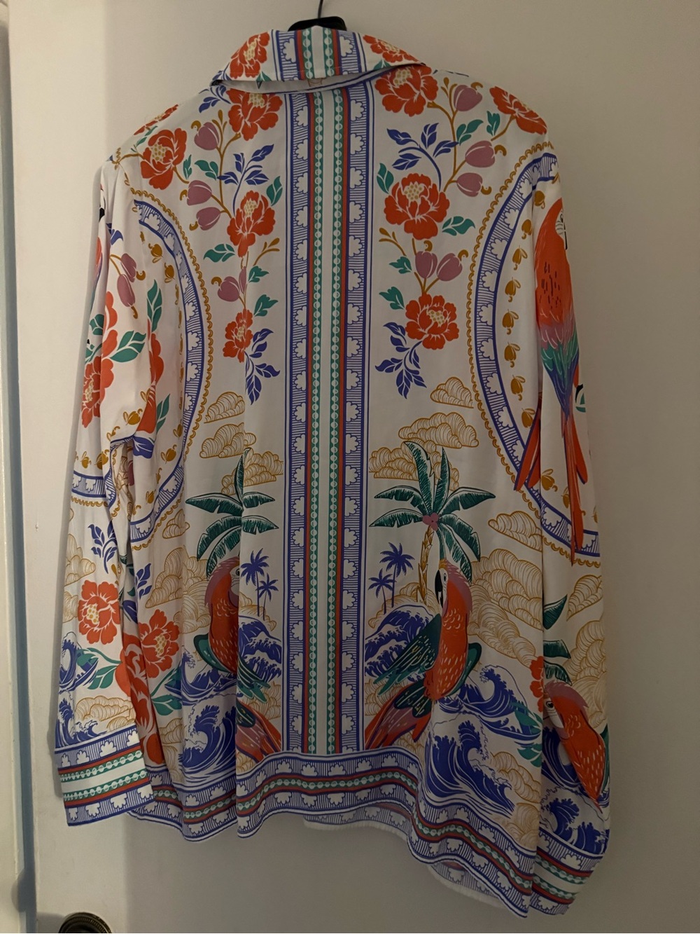 Women's Tropical Print Button-Up Blouse - Multicolor - Picture 4 of 6